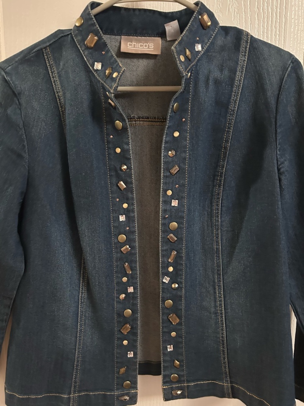 Chico's Indigo Denim Jacket with Silver Studs - Picture 2 of 5